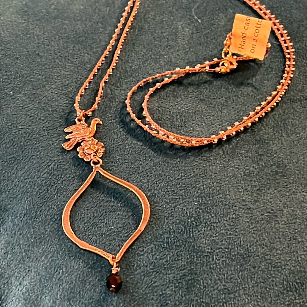 Tara Gasparian Blackbird solid hand-cast bronze and Black Agate necklace